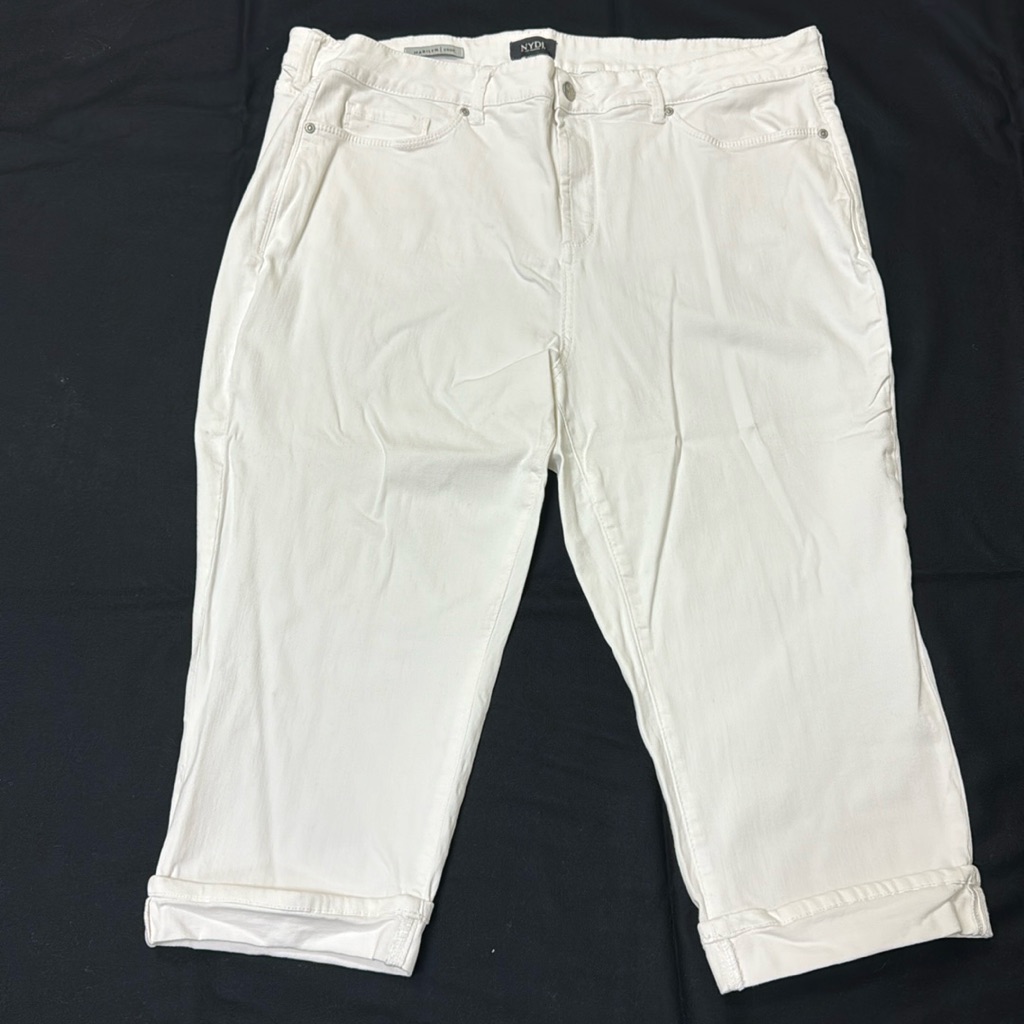 Nydj White Cropped Cuffed Jeans